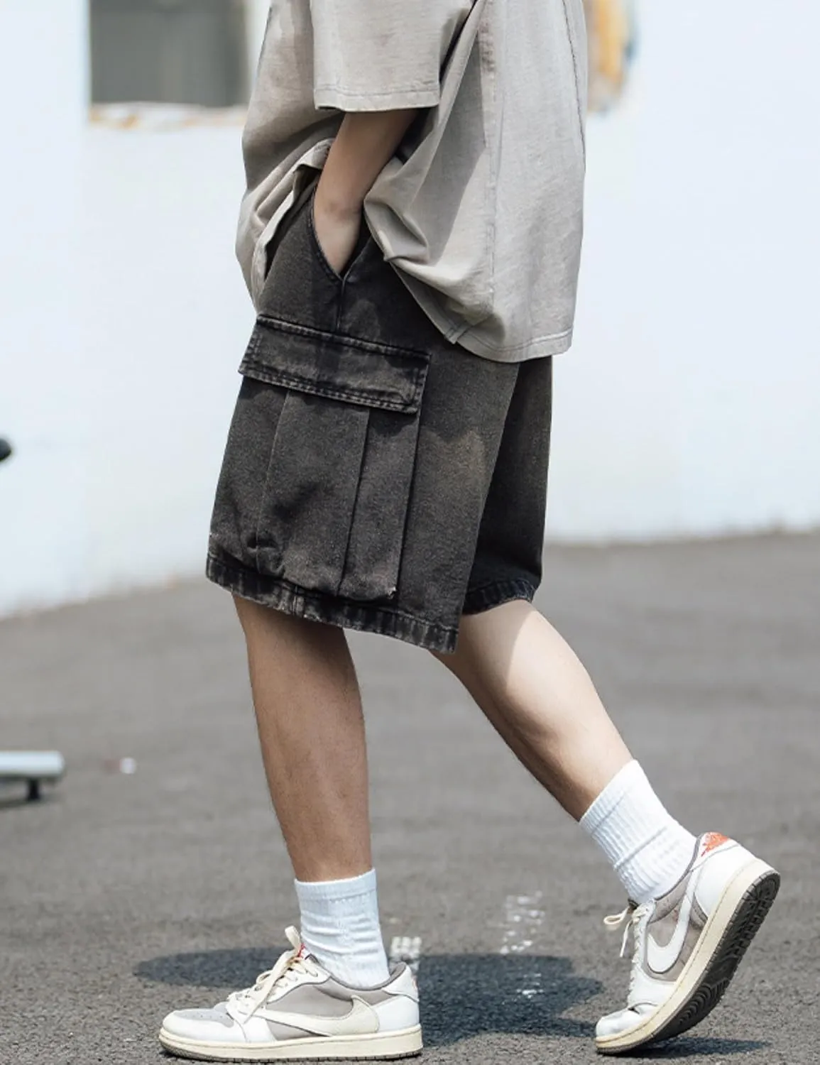 Y2k Baggy Jeans Shorts Men Hip Hop Grunge Vintage Streetwear Skater