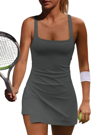 Yanekop Womens Tennis Dress with Built in Shorts Golf Dress Athletic Outfits Yoga Active Workout Dresses