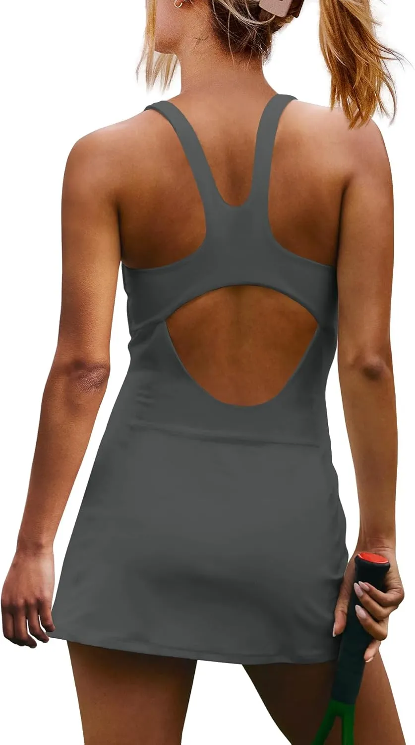 Yanekop Womens Tennis Dress with Built in Shorts Golf Dress Athletic Outfits Yoga Active Workout Dresses