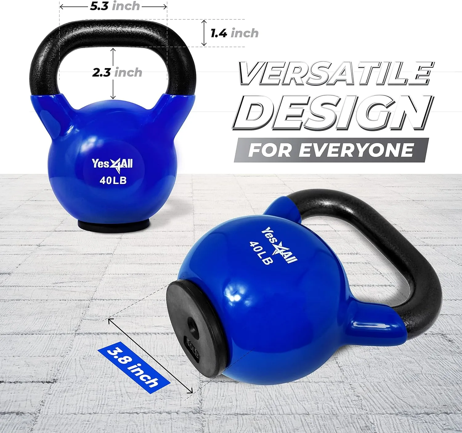 Yes4All Kettlebells Rubber Base, Kettlebell Set for Women, Strength Training Kettlebells Weights (10-65 lbs)