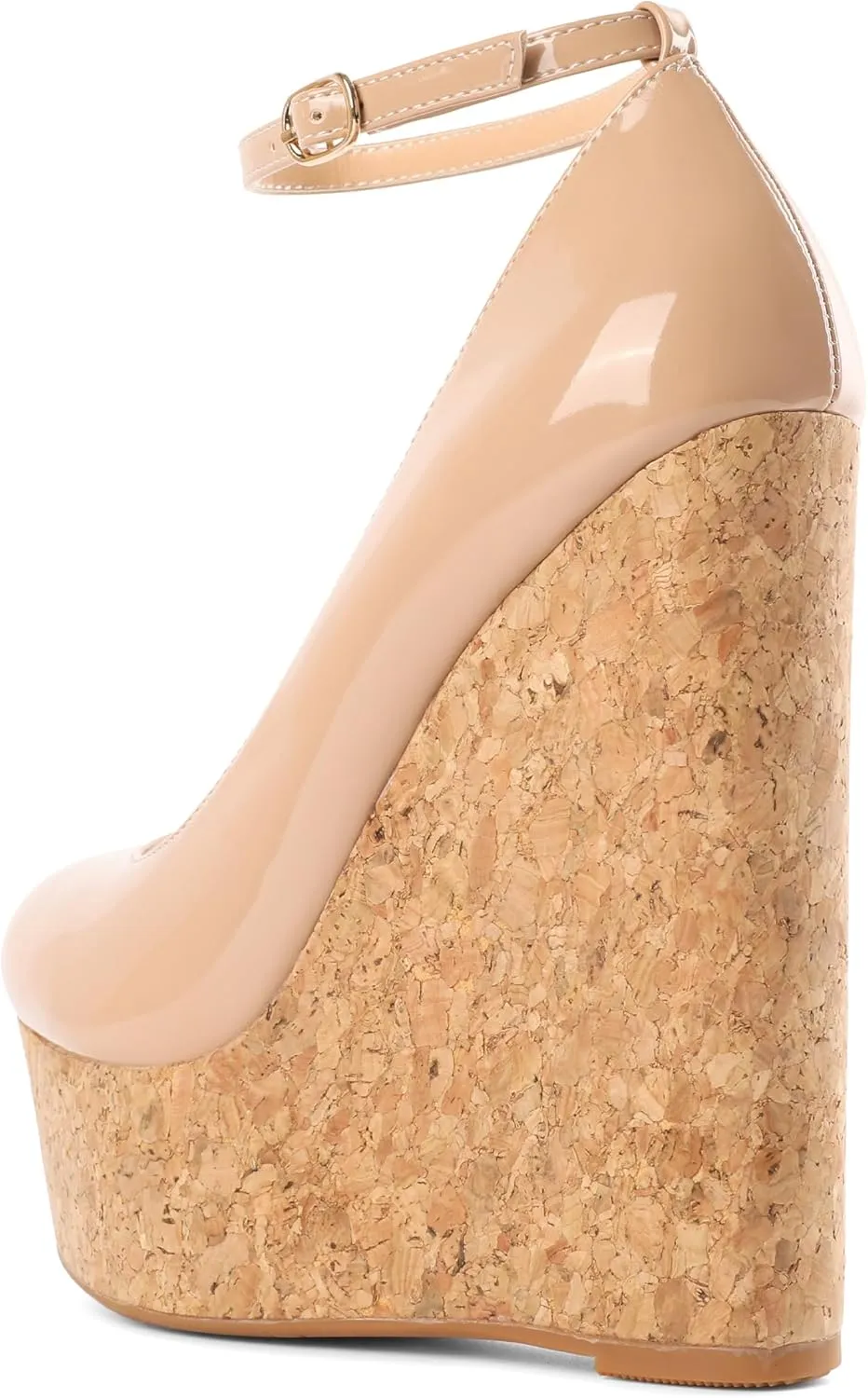 YODEKS Wedges for Women Closed Round Toe Ankle Strap Platform High Heel Wedge Pumps 6 Inches Dress Shoes