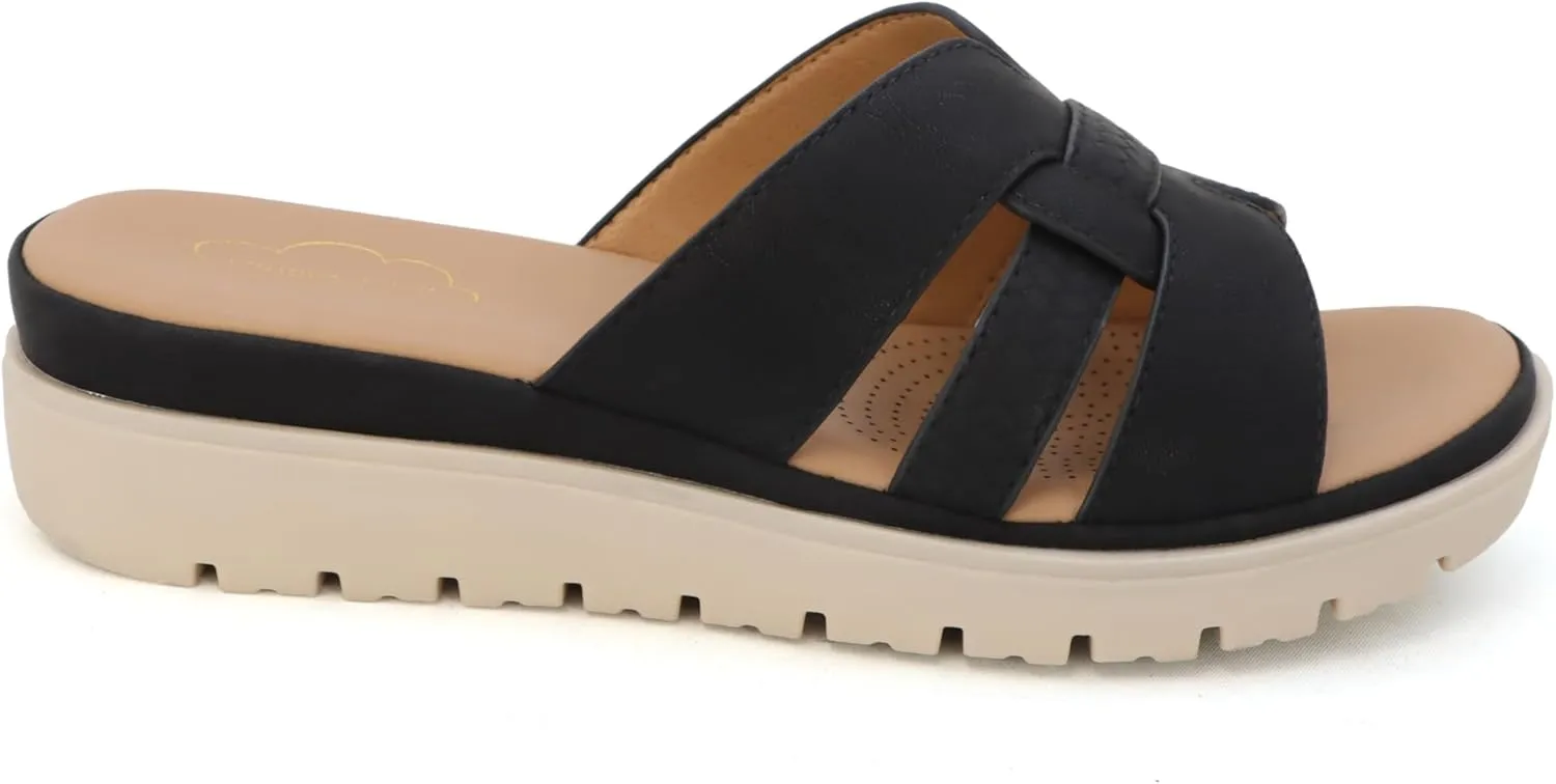 YOKI TUNSA-14 Women's Comfort Footbed Open Toe Wedge Sandal With Weave Upper