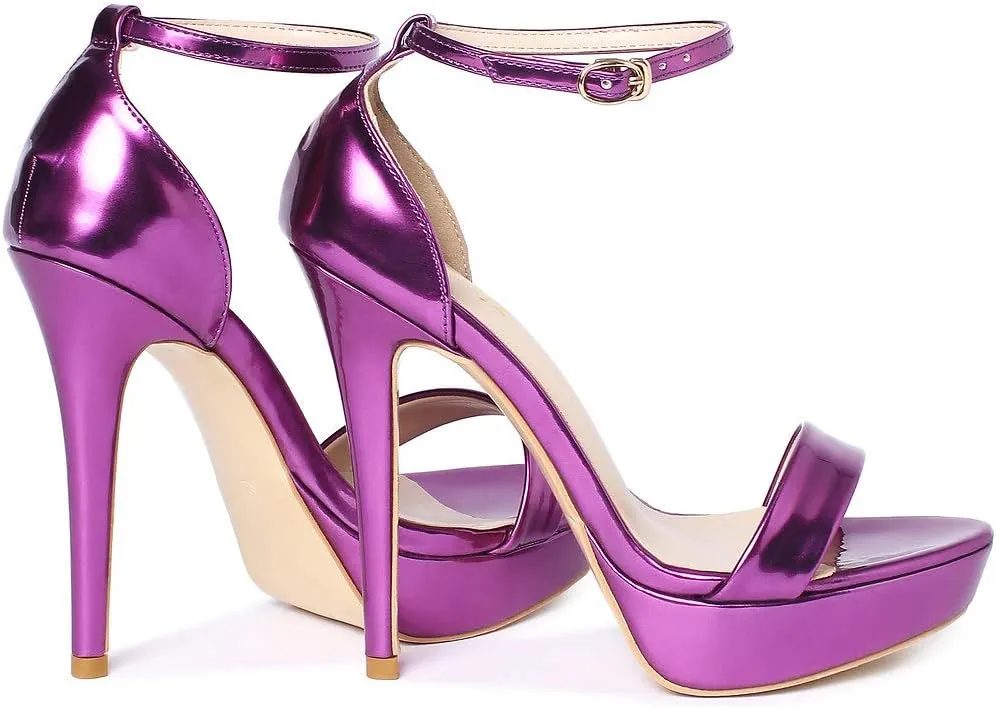 YooPrettyz Women Metallic Ankle Strap Platform High Heels Model Dress Sandals