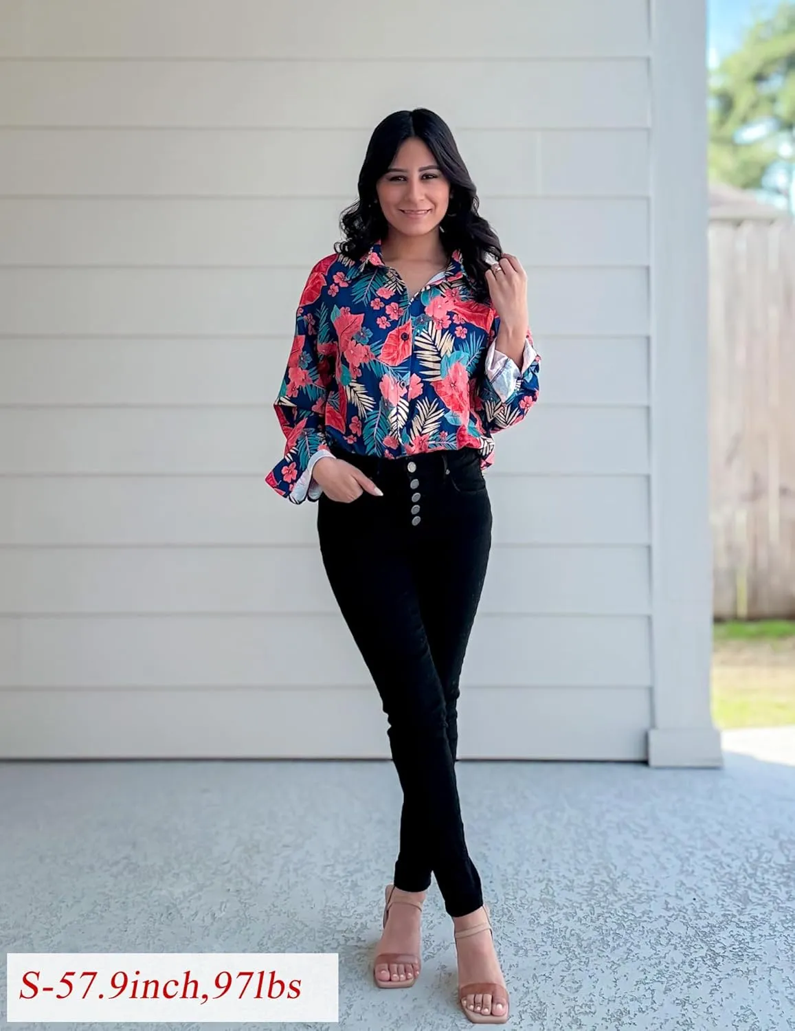 Zeagoo Womens Cotton Button Down Shirts Long Sleeve V Neck Collared Tops Work Office Blouse Shirt 2025 S-XXL