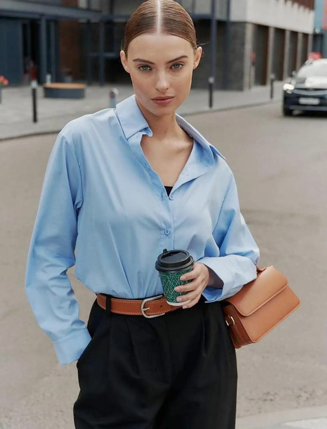 Zeagoo Womens Cotton Button Down Shirts Long Sleeve V Neck Collared Tops Work Office Blouse Shirt 2025 S-XXL