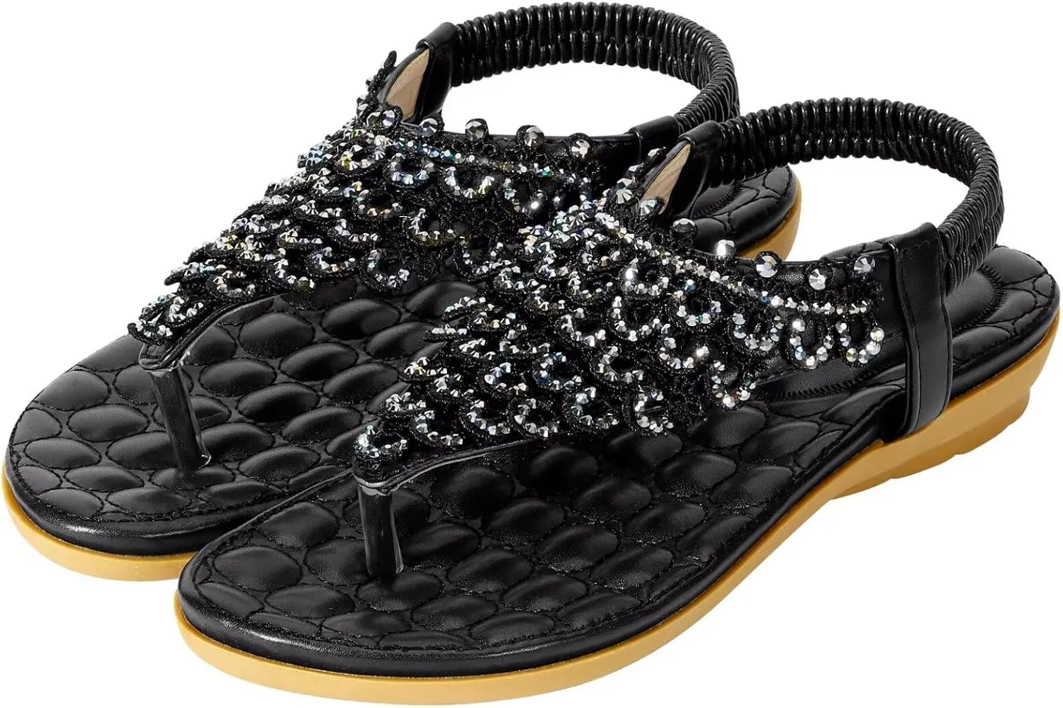 ZriEy Women's Open Toe Flat Sandals Dress Summer Sandals Non Slip Beach Sandal Shoes Elastic Ankle Strap Cute Comfortable Bohemia Flat Heel for Women