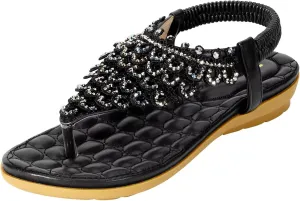 ZriEy Women's Open Toe Flat Sandals Dress Summer Sandals Non Slip Beach Sandal Shoes Elastic Ankle Strap Cute Comfortable Bohemia Flat Heel for Women
